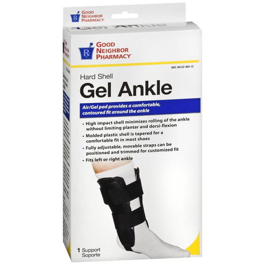 Black adjustable ankle support by Pasteur Pharmacy, designed for stability and comfort during bowling activities.