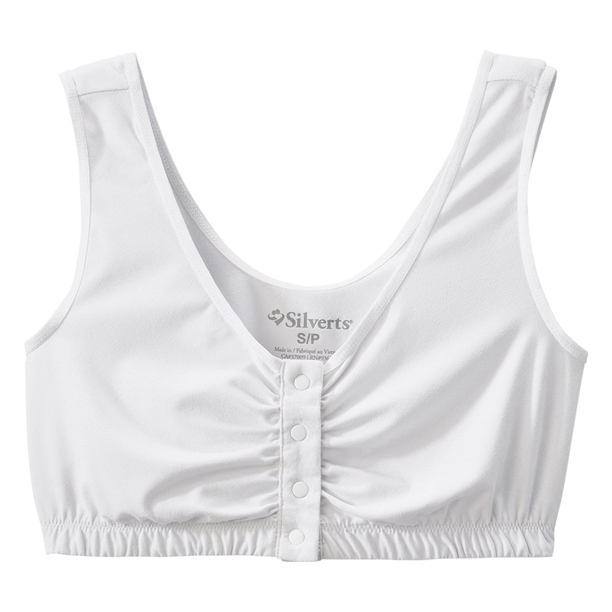 White Silverts adaptive front closure bra in 2X-large size, designed for comfort and easy wear, with supportive front closure.