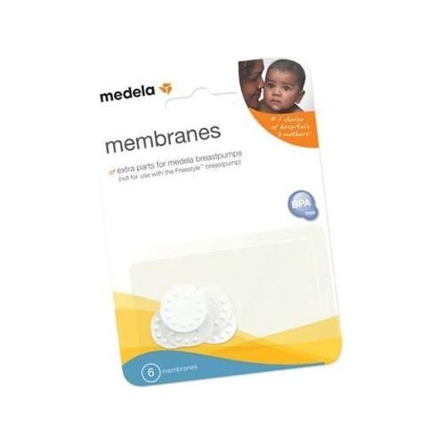Medela breast pump membranes in a 6-pack, compatible with Medela breast pump accessories, shown in the image.