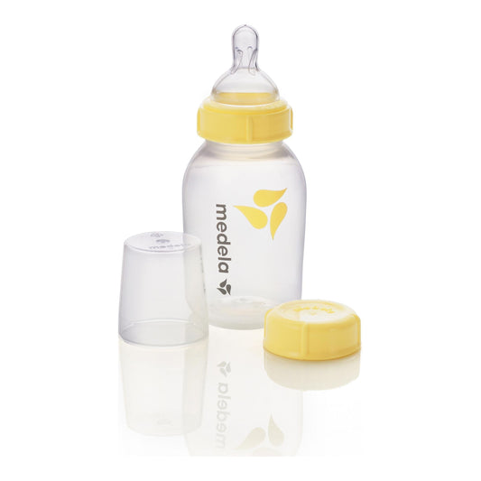 Medela breastmilk bottle, 5 oz, clear plastic container with measurement markings for storing and feeding breastmilk.