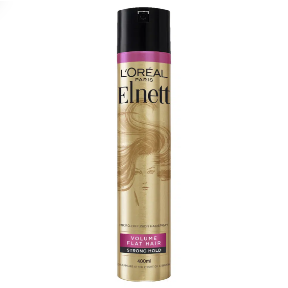 Loreal Paris Elnett Volume Flat Hair Strong Hold Hair Spray 400ml, aerosol can with spray nozzle, for volume and hold