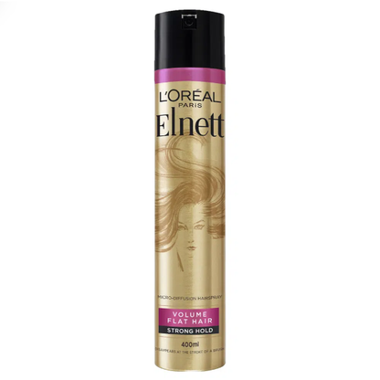 Loreal Paris Elnett Volume Flat Hair Strong Hold Hair Spray 400ml, aerosol can with spray nozzle, for volume and hold