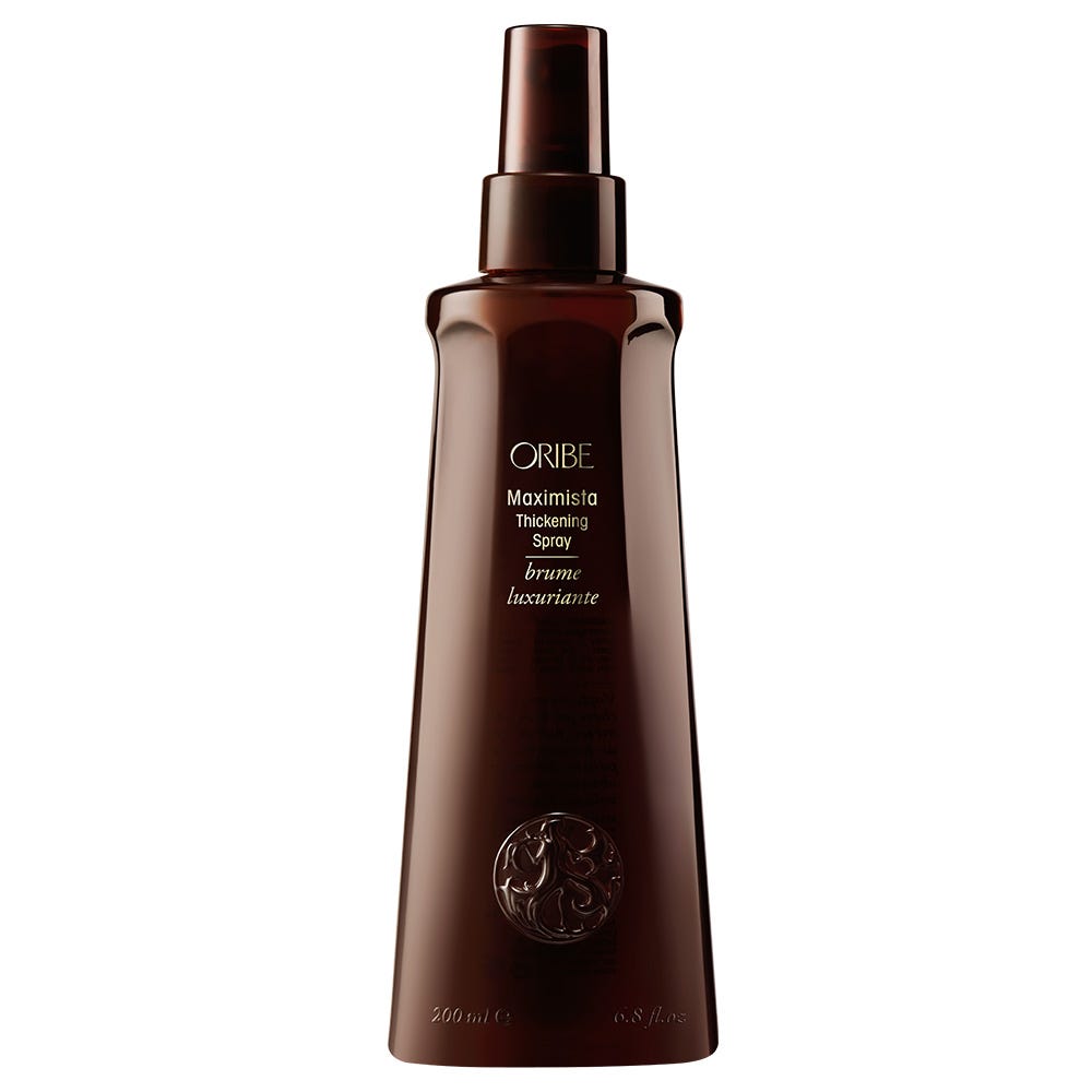 Oribe Magnificent Volume Maximista thickening spray in 200ml bottle, designed to add volume and fullness to hair