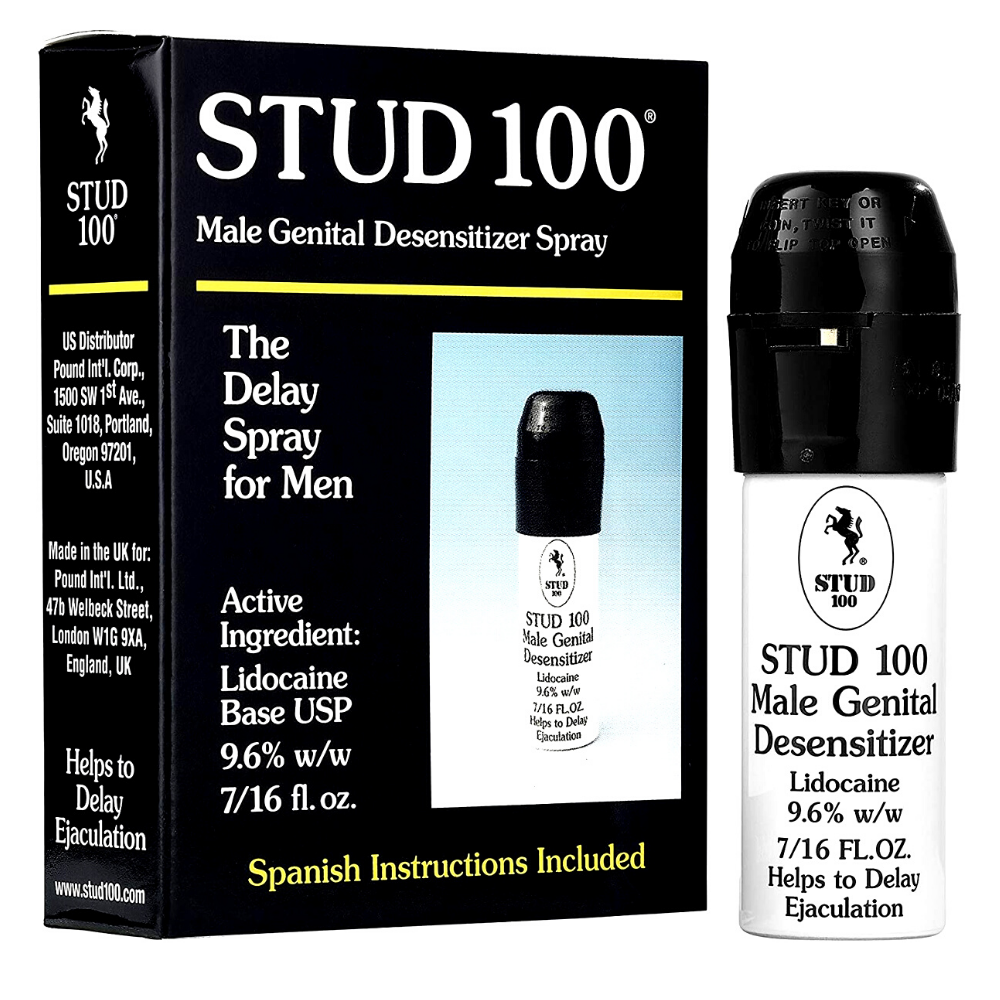 Pasteur Pharmacy Stud 100 Male Genital Desensitizer Spray in 0.44 oz bottle, designed as a male genital desensitizer breath spray.