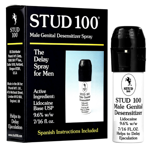 Pasteur Pharmacy Stud 100 Male Genital Desensitizer Spray in 0.44 oz bottle, designed as a male genital desensitizer breath spray.