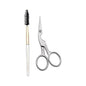 Tweezerman Brow Shaping Scissors and Brush for precise eyebrow grooming, with stainless steel blades and a soft brush attachment.