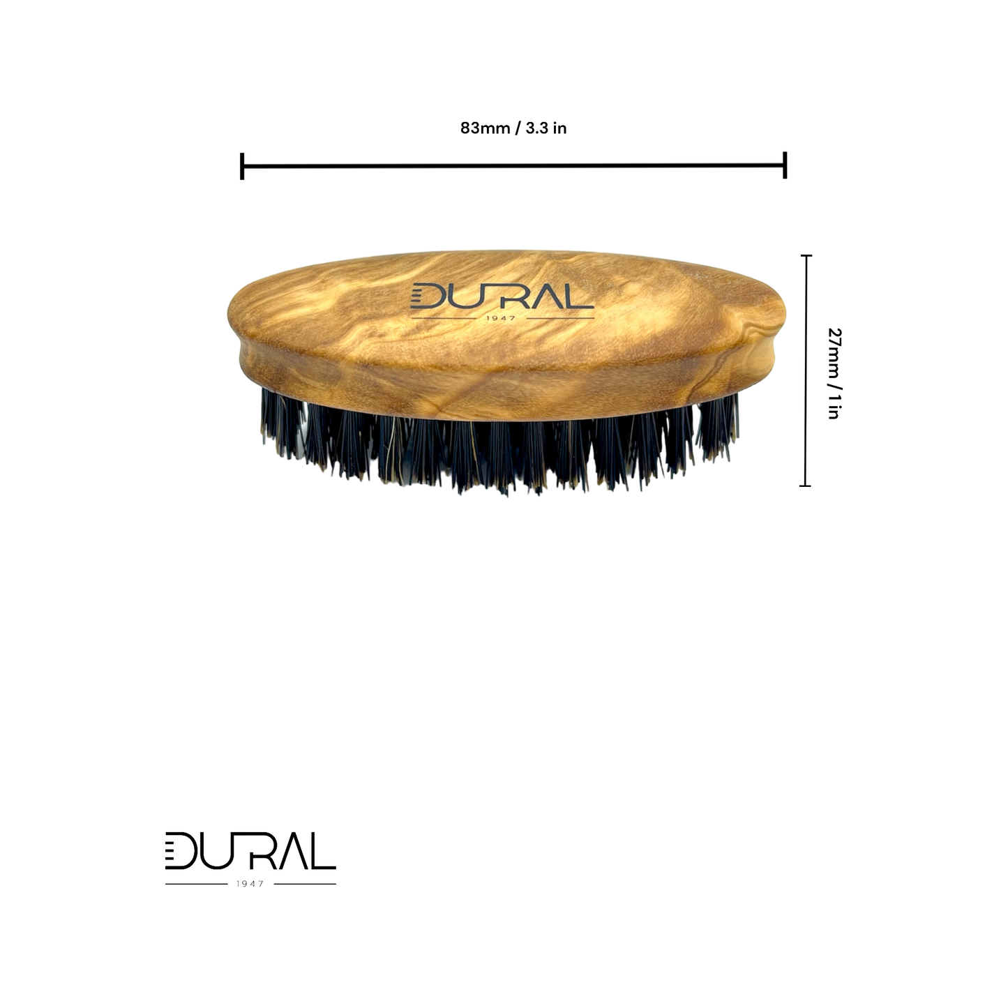 Dural olive wood bear-shaped brush with boar bristles, natural wooden handle, designed for grooming and styling hair.