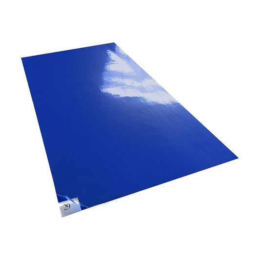 Blue 60-layer cleanroom tacky mats by Pasteur Pharmacy, 18x36 inches, 4-pack for industrial and business cleanroom use.