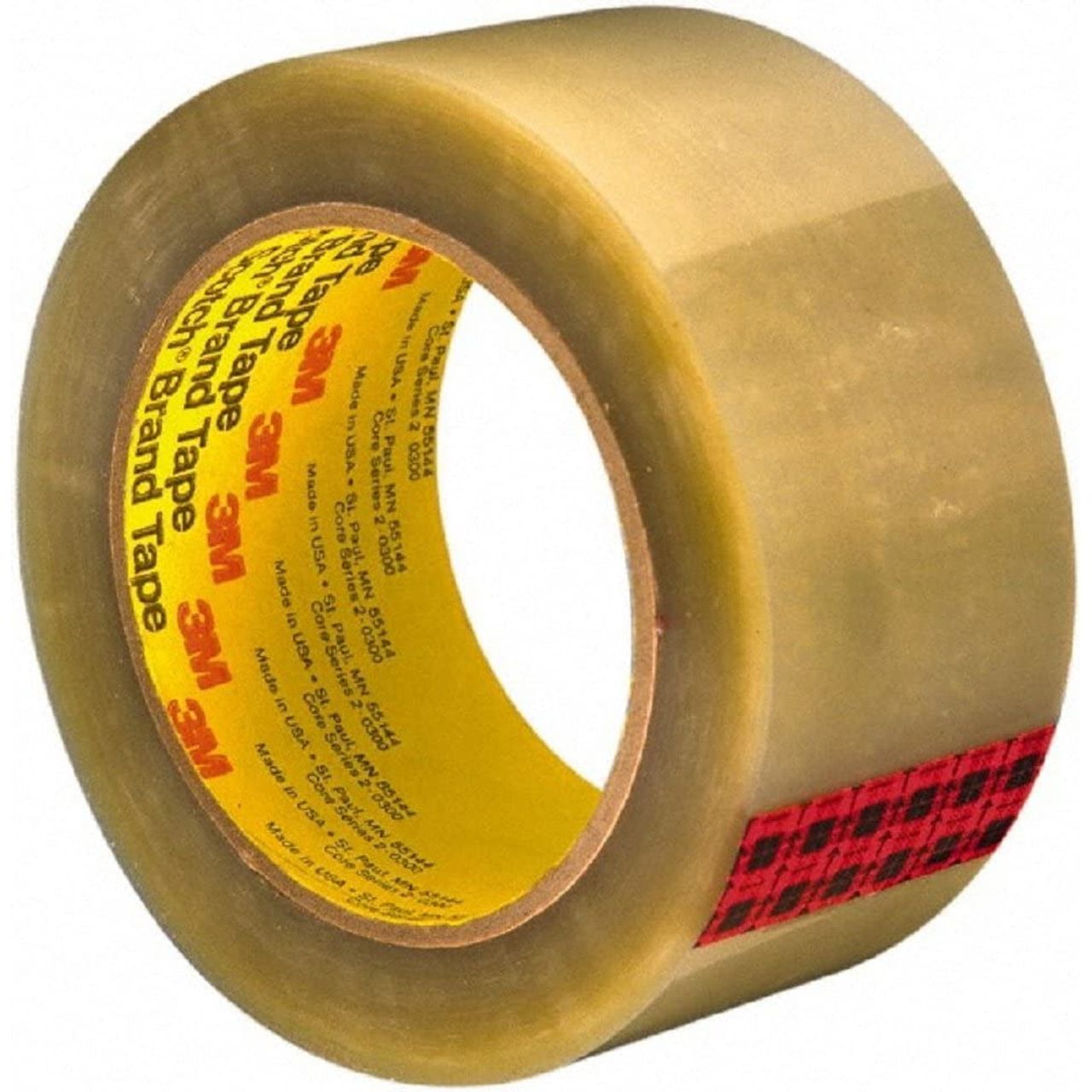 Clear Scotch 3M 800 prescription label tape on a roll, 1.75 inches wide and 72 yards long, used for medical labeling.