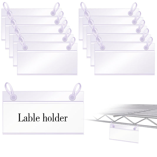 Set of 40 clear Snap-On label holders for wire baskets, 1.4-inch height, by Pasteur Pharmacy for business and industrial use.