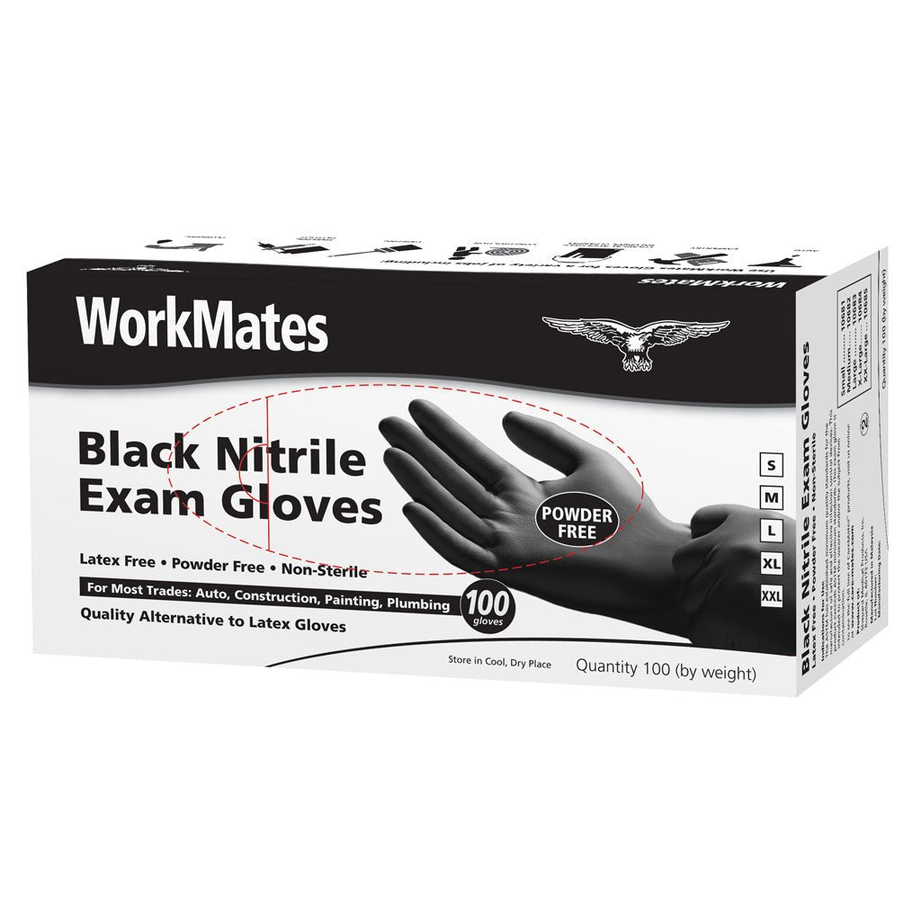 Black Nitrile Gloves by Pasteur Pharmacy, 100-count small size, disposable gloves for industrial and medical use.