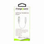 Charge Worx Lightning to 3.5 mm headphone adapter cable, compatible with Apple devices, shown in close-up view.