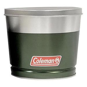 Coleman citronella scented candle in green tin, 6-pack, designed to repel insects and add ambiance.