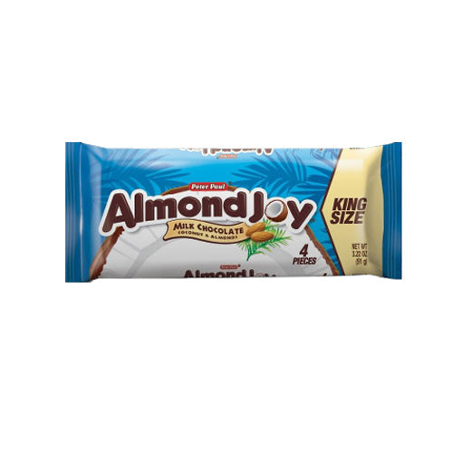 Almond Joy King Size candy bars with coconut and almond milk chocolate in an 18-count box, from Pasteur Pharmacy.