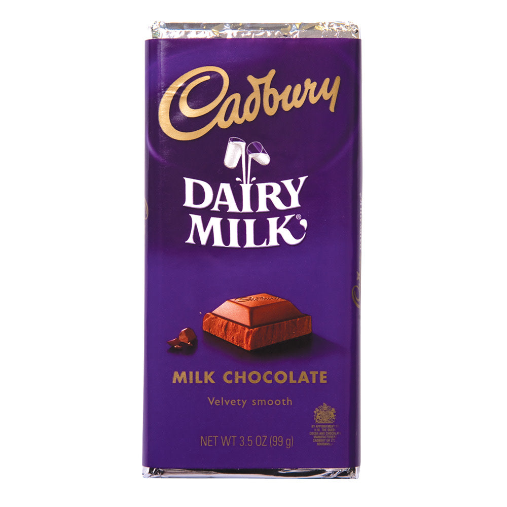 Cadbury Dairy Milk Chocolate 3.5 oz bar, 14-pack, featuring creamy milk chocolate squares, from Pasteur Pharmacy.