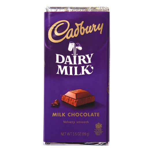 Cadbury Dairy Milk Chocolate 3.5 oz bar, 14-pack, featuring creamy milk chocolate squares, from Pasteur Pharmacy.