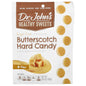 Dr. John's Healthy Sweets Butterscotch hard candy from Pasteur Pharmacy, sugar-free with added fiber, in a 3.85 oz package.