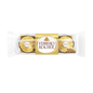 Ferrero Rocher Fine Hazelnut Chocolates in a 3-count, 1.3oz each, featuring chocolates with hazelnut filling and golden foil wrapping.