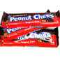 Goldenberg's Original Dark Chocolate Peanut Chews in 2 oz package, showcasing rich dark chocolate coating and peanut filling.