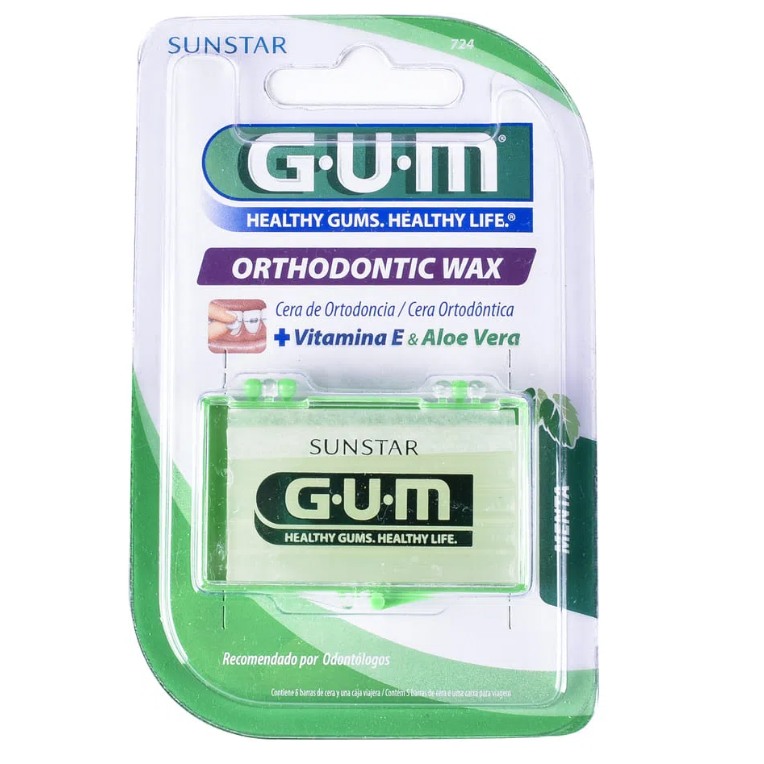 GUM Cera Dental para Ortodoncia menta by Pasteur Pharmacy, mint-flavored dental wax for orthodontic braces.