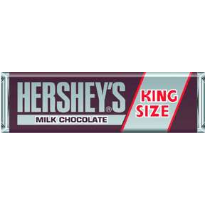 Hershey's Milk Chocolate King Size candy bars in an 18-count display box, showcasing the chocolate bars with Hershey's branding.