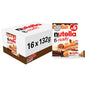 Nutella B-ready crispy wafer bars with hazelnut spread and cocoa, 16-pack, featuring chocolate-coated wafers and Nutella branding.