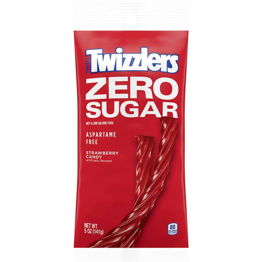 Twizzlers Sugar Free Strawberry Twists by Pasteur Pharmacy, 5 oz pack of 12, chewy low-fat strawberry candy.