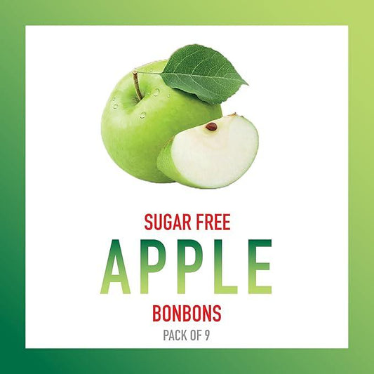 Swiss Imports Apple Sugar-Free Bonbons hard candy drops in a 1.4 oz package, featuring bright apple flavor and colorful candy pieces.
