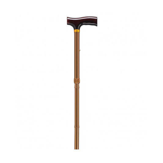 Lightweight bronze folding cane with T-handle from Drive Medical, adjustable for support and portability.