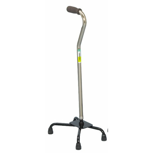 Silver Endurance Large Base Quad Cane by Essential Medical Supply, sturdy walking stick with a broad base for stability.
