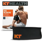 Black KT Health Recovery+ knee and elbow ice sleeve by Pasteur Pharmacy, showing flexible sleeve with cooling gel for injury relief.