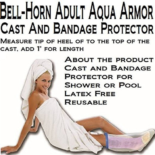 Bell-horn Aqua Armor cast and bandage protector for adult long leg, made by Pasteur Pharmacy, waterproof and durable.