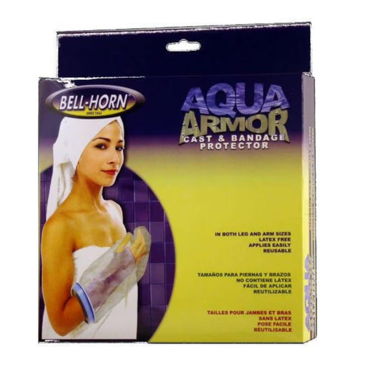 Bell Horn Aqua Armor cast and bandage protector for adult arm, short length, designed to keep casts and bandages dry.