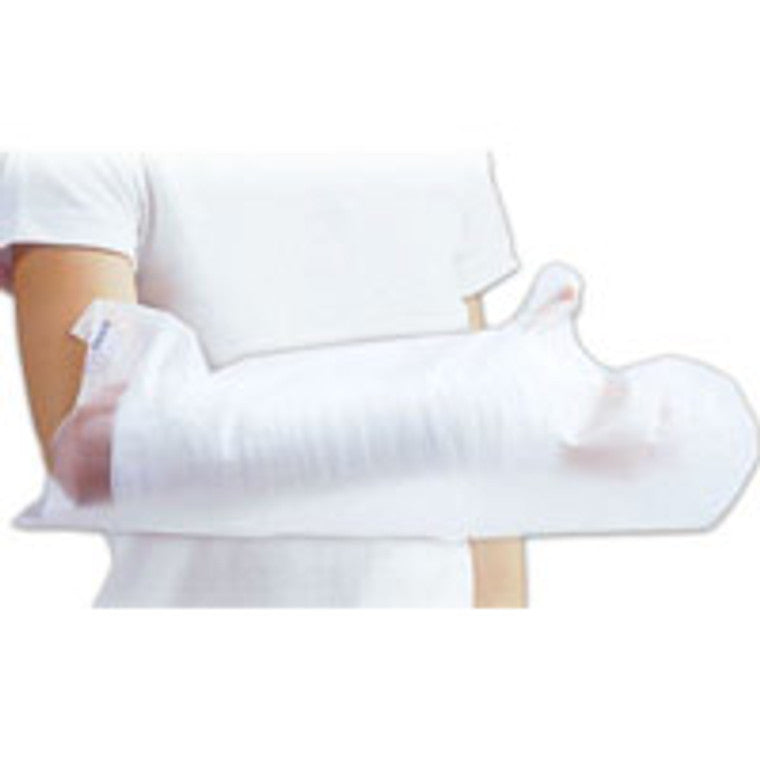 Short arm cast protector for adults by FLA Orthopedics, designed to keep bandages dry during bathing or showering.