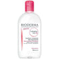Bioderma Crealine H2O TS cleanser in a 500ml bottle, gentle makeup remover and skin cleanser with clear liquid formula.