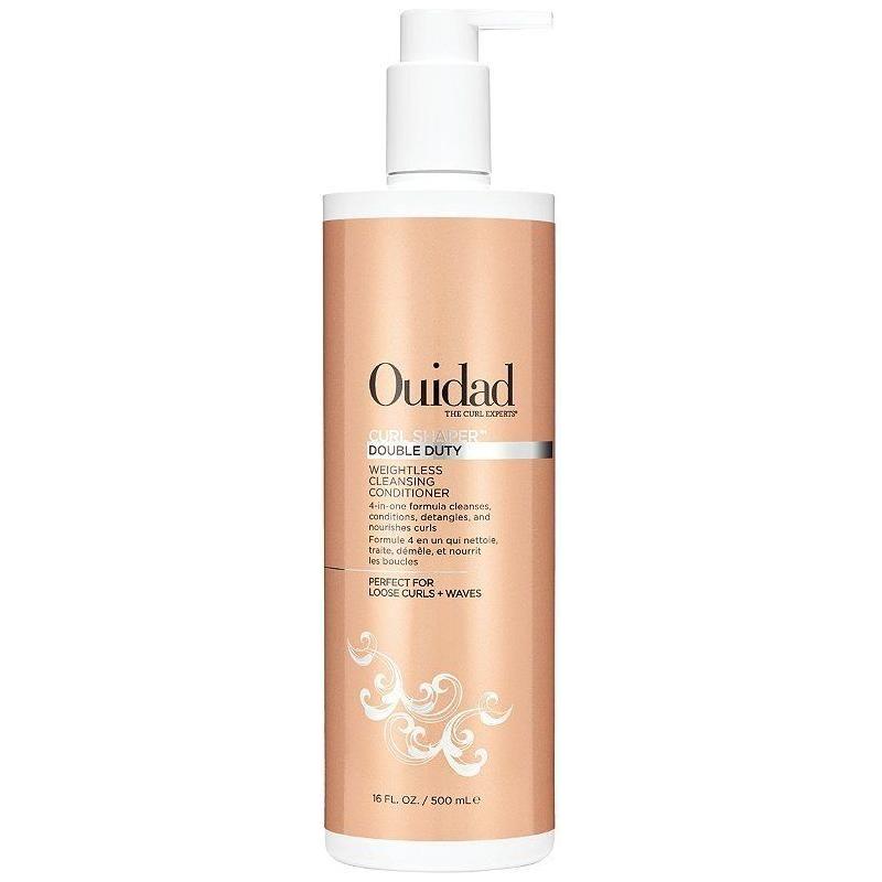 Ouidad Curl Shaper Double Duty Weightless Cleansing Conditioner in 16 oz bottle, designed for curly hair care and gentle cleansing