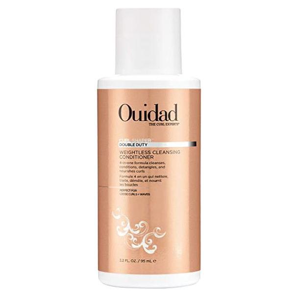 Ouidad Curl Shaper Double Duty Weightless Cleansing Conditioner in 3.2 oz bottle, designed for curly hair care and gentle cleansing.