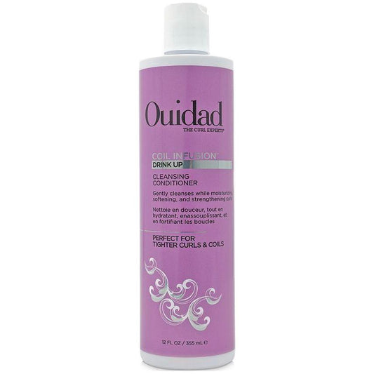 Ouidad Drink Up Cleansing Conditioner in 12 oz bottle, gentle hair cleanser with natural, nourishing ingredients.