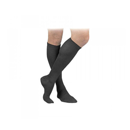 Black Activa men's dress compression socks in medium size with 5-20 mmHg compression level, designed for support and style.