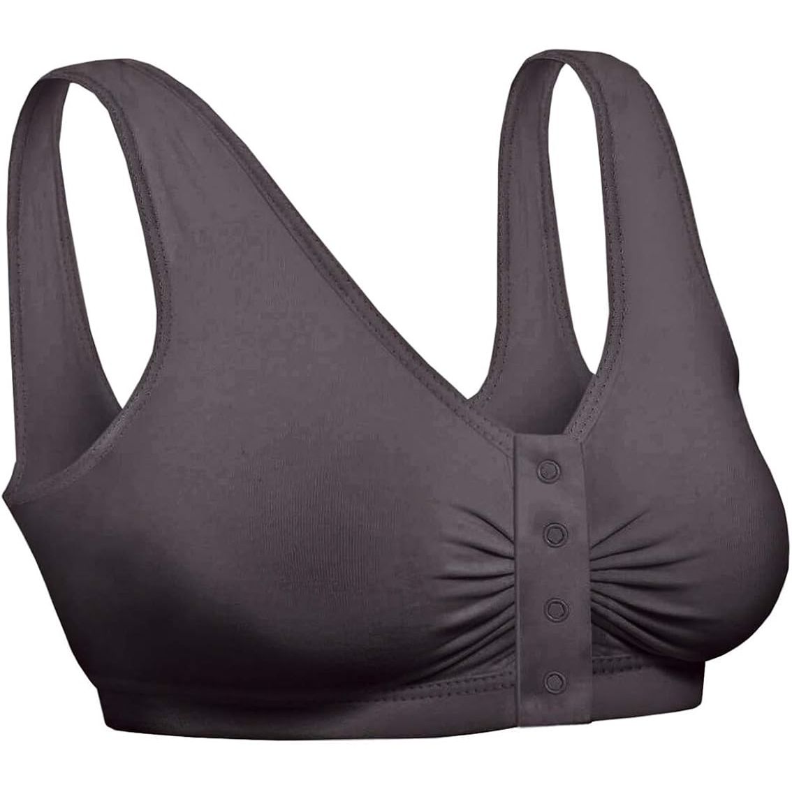 Black Pasteur Pharmacy adaptive front snap closure bra in medium size, featuring easy front closure and comfortable fit.