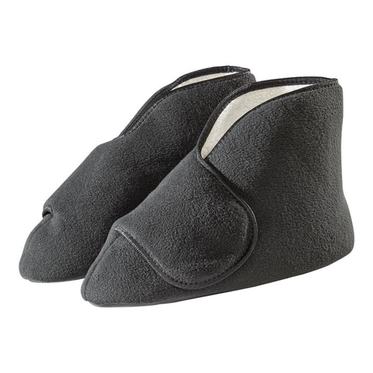 Silverts diabetic black bootie slippers with medium to extra-wide fit, designed for comfort and support.
