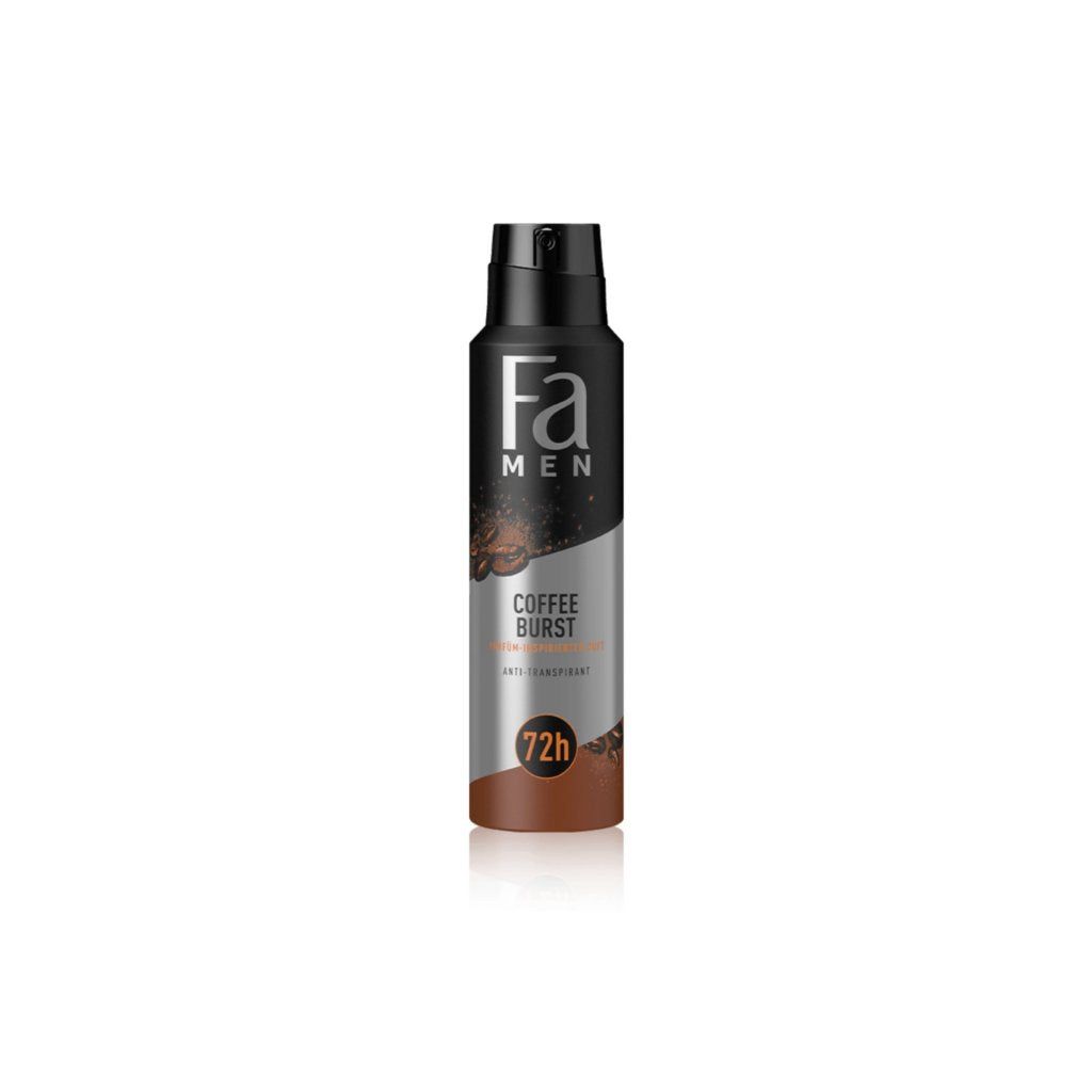 Pasteur Pharmacy FA Deo Spray Coffee Burst for Men, 150ml, featuring a coffee scent and spray bottle design