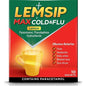 Lemsip Max Cold & Flu Lemon remedy box with 10 packets, used for relief from cold and flu symptoms.
