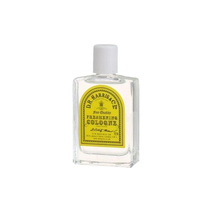 Bottle of DR Harris Freshening Cologne by Pasteur Pharmacy, elegant glass container with label, for men’s refreshing fragrance.