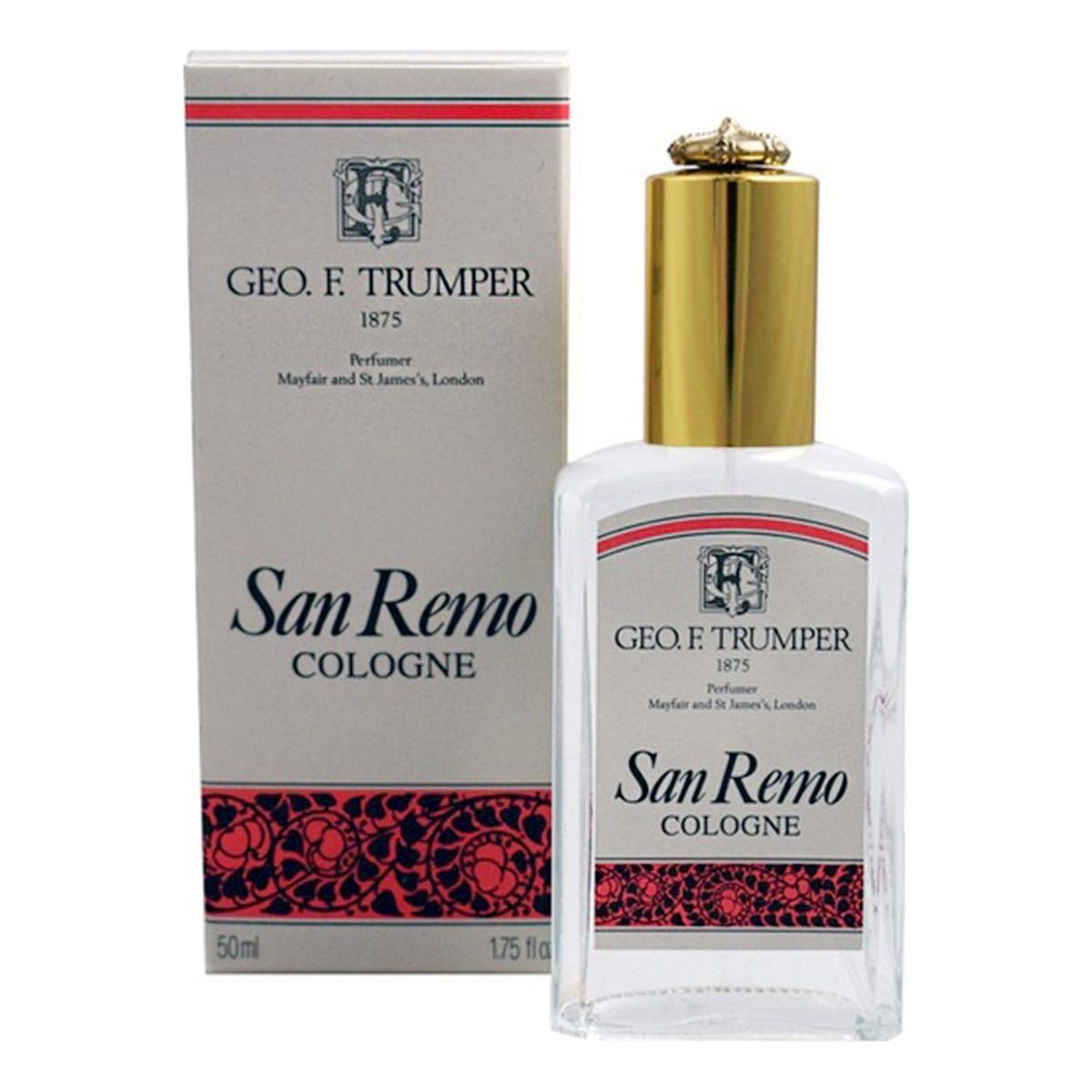 Geo. F. Trumper San Remo Cologne 50ml bottle with elegant label, showcasing a classic fragrance from the renowned grooming brand.