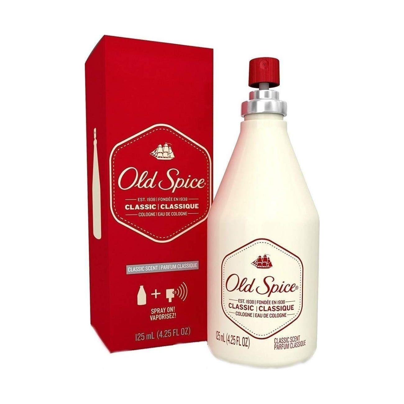 Old Spice Classic Scent Cologne 4.25 oz bottle, featuring vintage-inspired packaging and traditional fragrance.