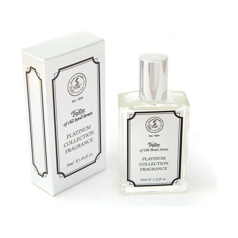 Taylor of Old Bond Street Platinum Collection cologne bottle, 50ml, with elegant packaging and classic design.