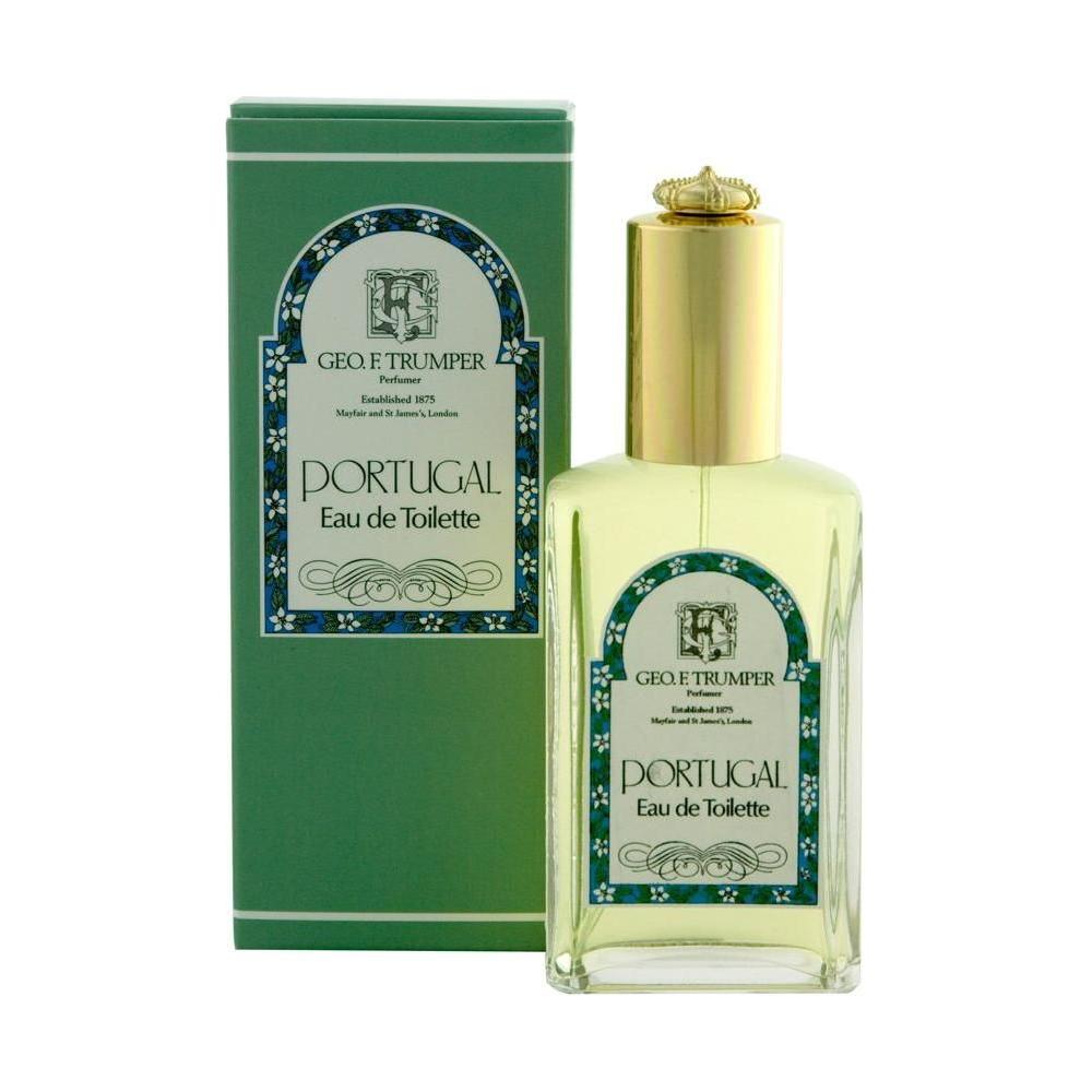 Glass atomizer bottle of Geo. F. Trumper Eau de Portugal Eau de Toilette cologne, 50ml, with elegant clear design