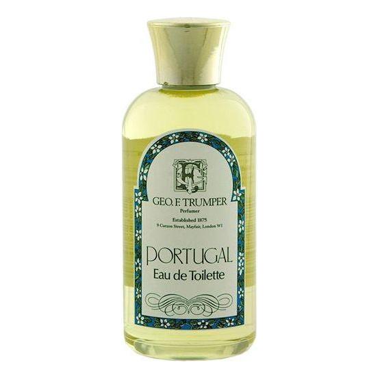 Glass atomizer bottle of Geo. F. Trumper Eau de Portugal Eau de Toilette cologne, 50ml, with classic design and clear branding.