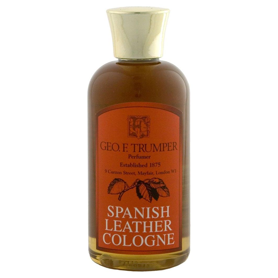 Glass atomizer bottle of Geo F. Trumper Spanish Leather Cologne from the collection, 50ml, with elegant packaging and branding.